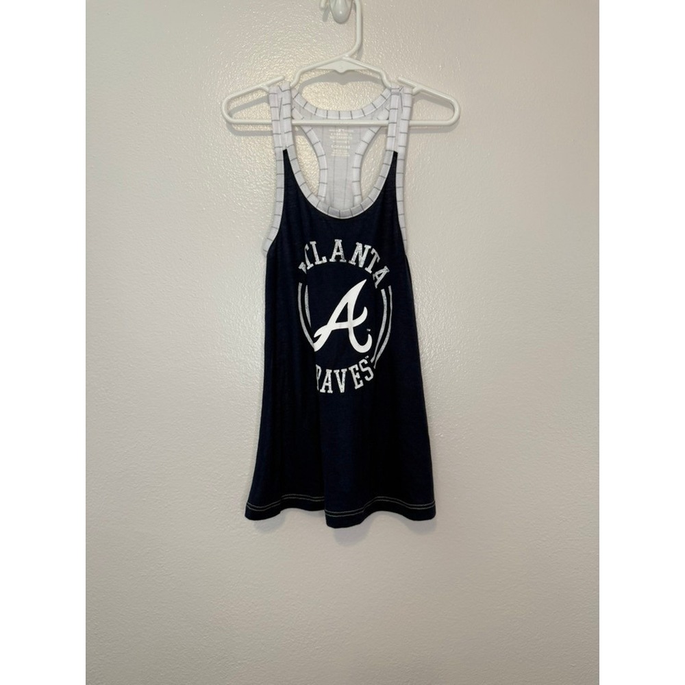Atlanta Braves MLB Girls Navy Blue Double Layer Racerback Tank Top Size S 6/6X
